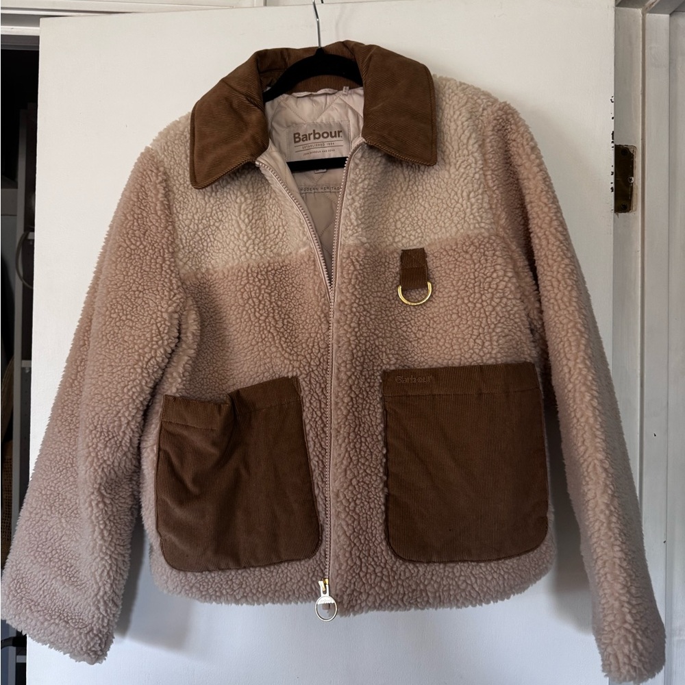 Barbour Cream and Brown Sherpa Jacket